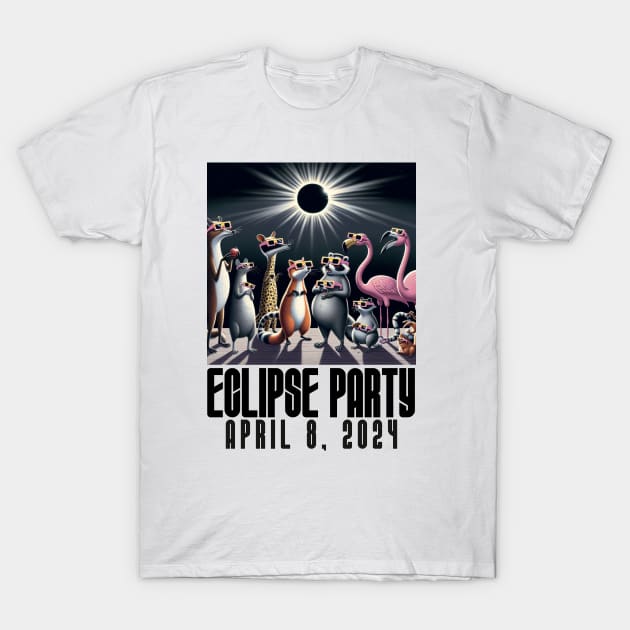 Eclipse 2024 Watch Party Funny Animals - Solar Event, Solar Eclipse April 8 2024, Totality T-Shirt by sarcasmandadulting